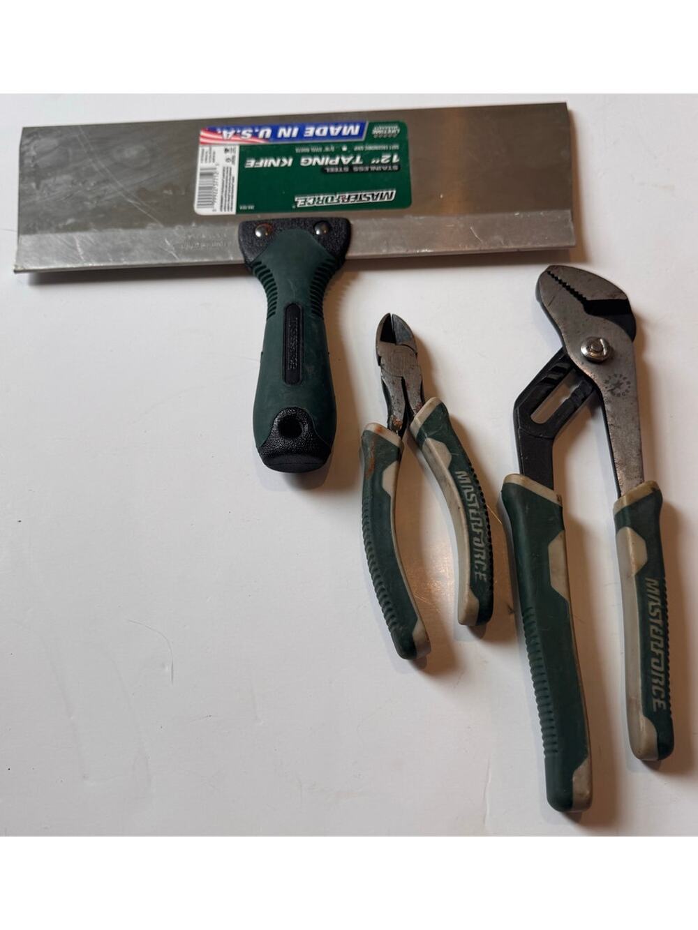 3pc Masterforce Tool Lot Taping Knife Cutting Pliers Groove Joint Pliers